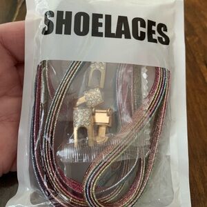 New in Package Multicolored Glittery Metallic Shoelaces Rhinestone Aglets